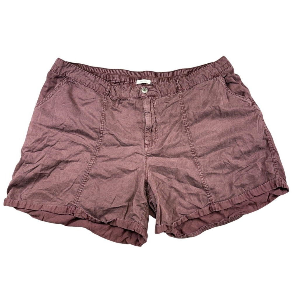 Maurices Mauve Plum Lyocell Cotton Utility Shorts Plus Size 22W Elastic Back